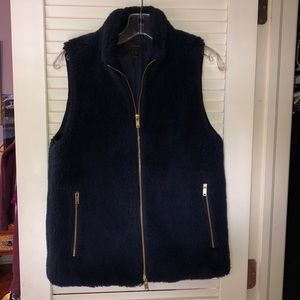 EUC J. Crew Faux Fur Vest in Navy